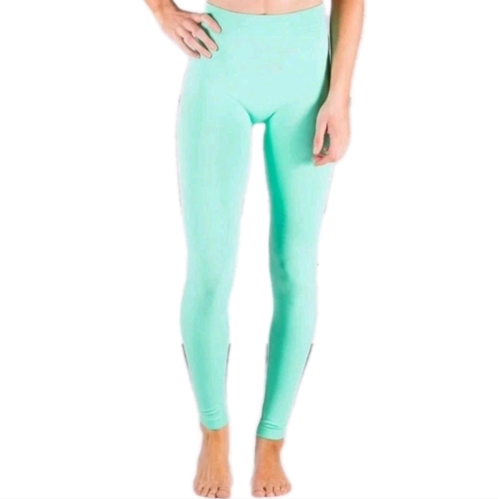 Sofra Women's Free-Size Polyester Soft Full Length Leggings New Comfy Green Mint